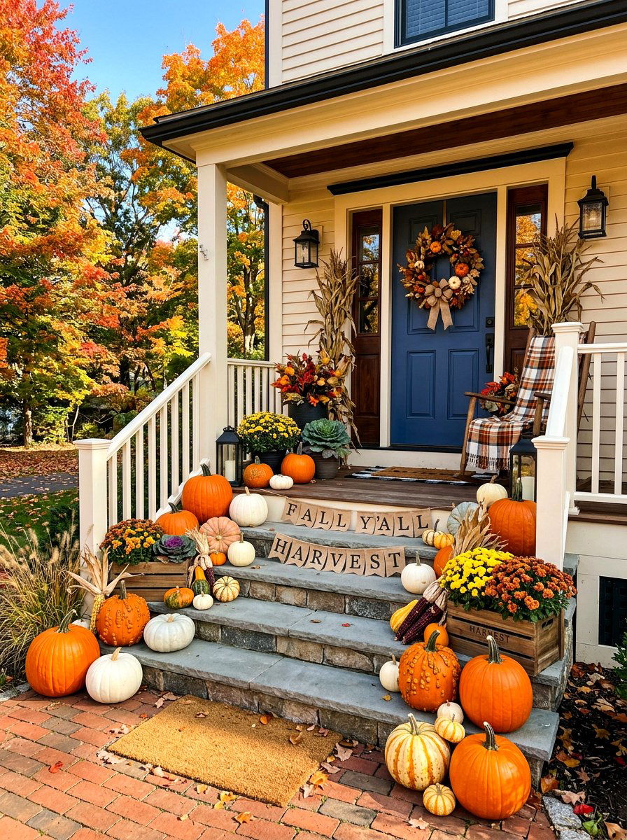 Seasonal Harvest Decor - 30 front steps decor ideas