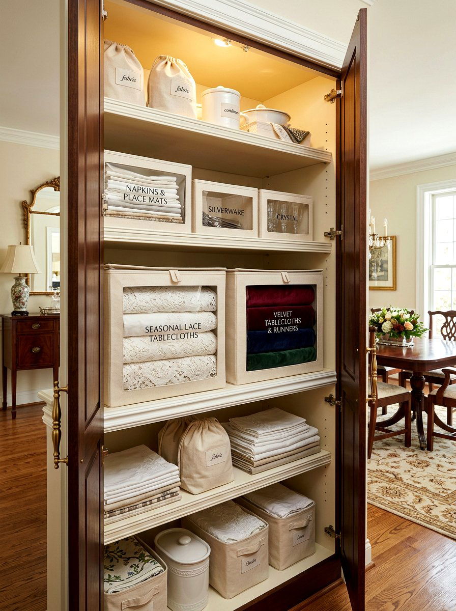 Seasonal Linen Organizers - 30 seasonal decor storage ideas