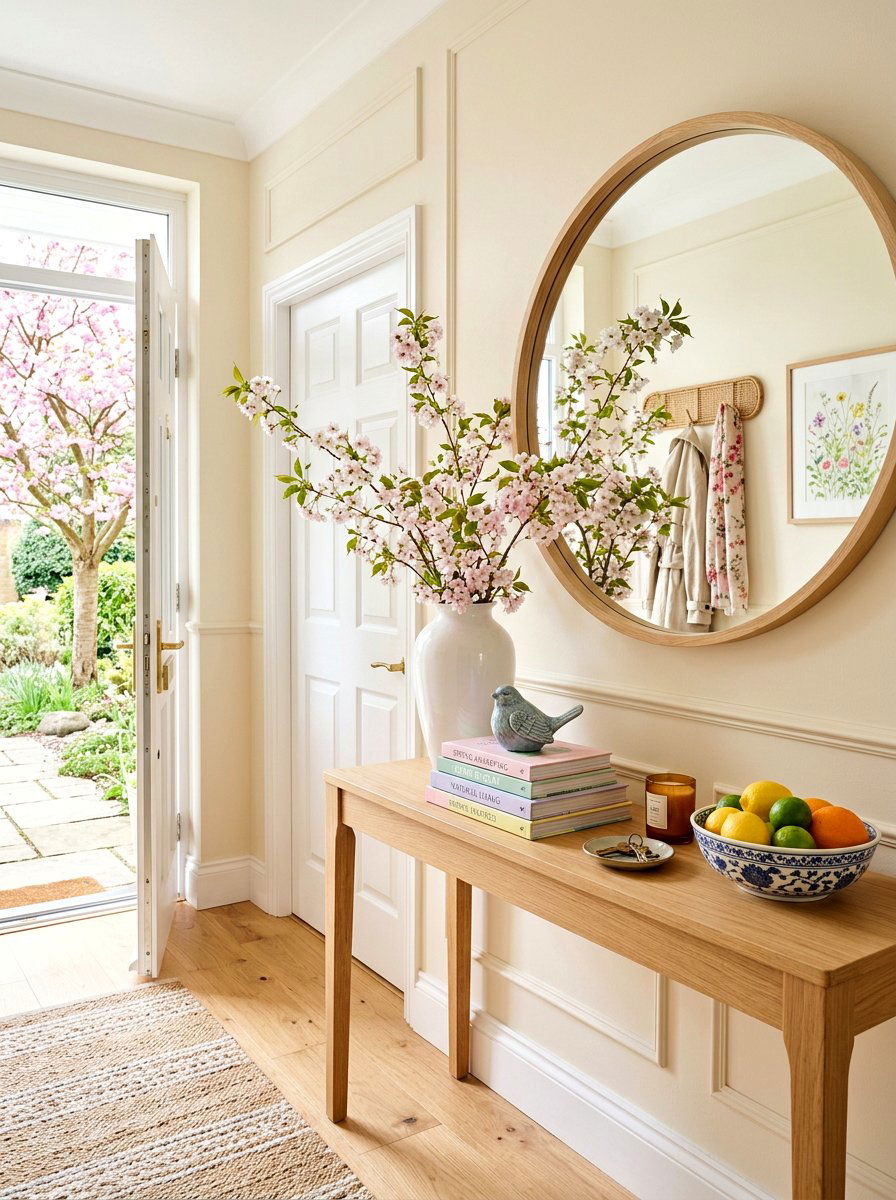 Seasonal Spring Entryway - 30 layered entry table ideas