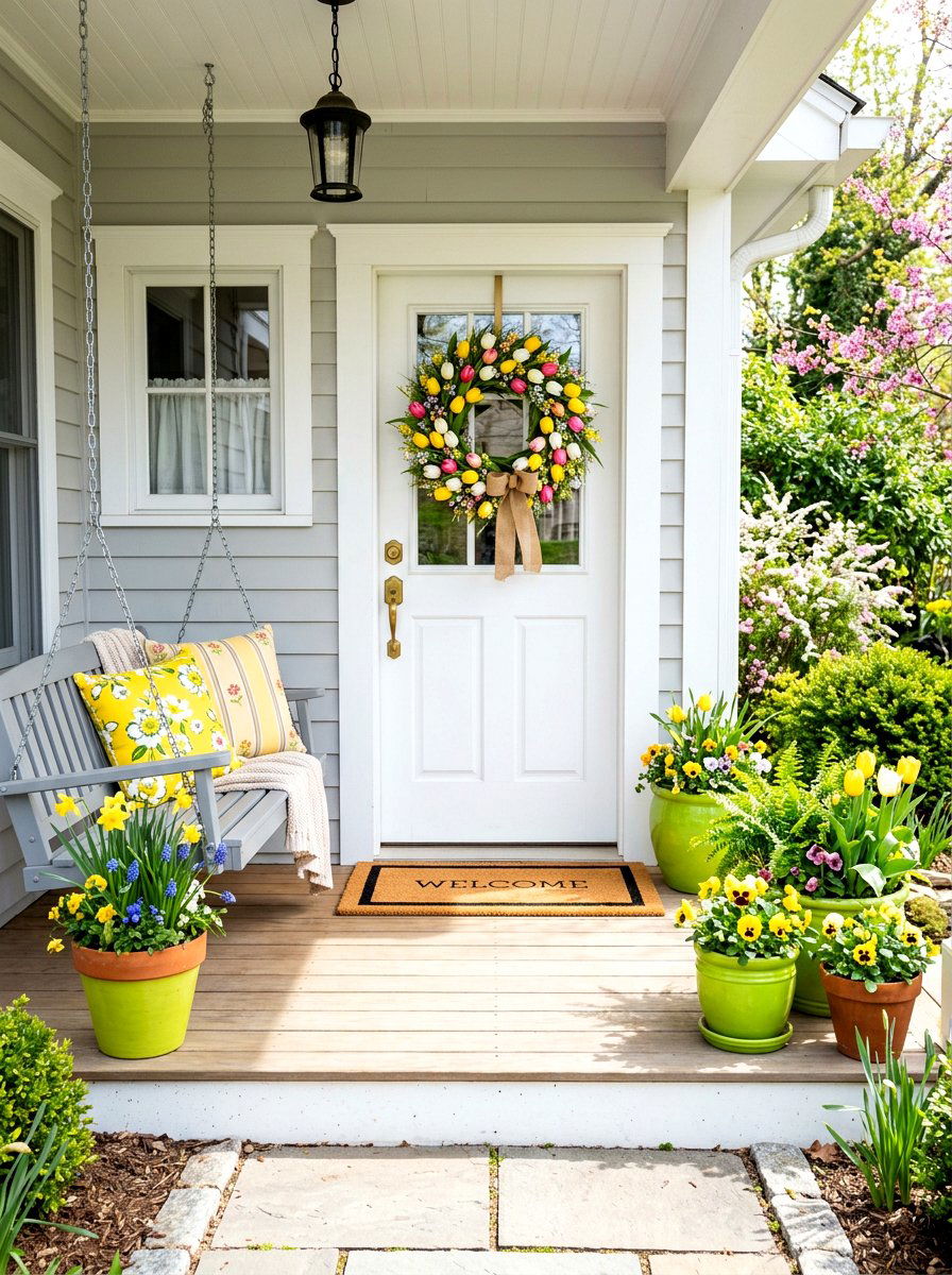 Seasonal Spring Front Porch - 30 cozy front porch ideas