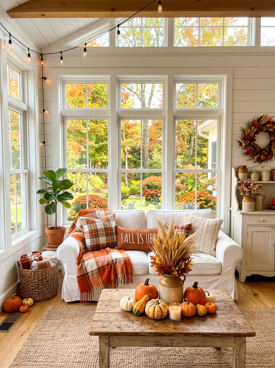 Seasonal Sunroom Decor - 30 farmhouse sunroom ideas