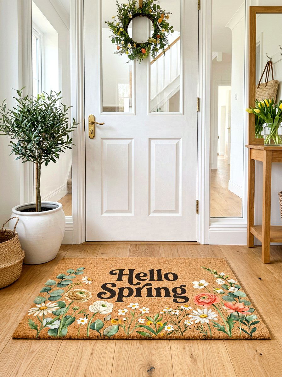 Seasonal Welcome Mat - 30 spring hallway refresh ideas