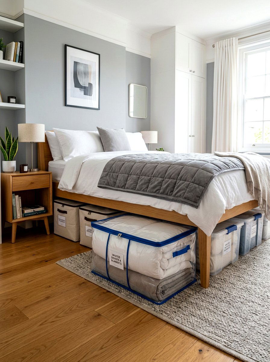 Seasonal bedding storage containers - 30 under bed storage ideas