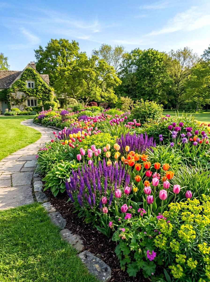 Seasonal bloom garden bed - 30 bee garden border ideas