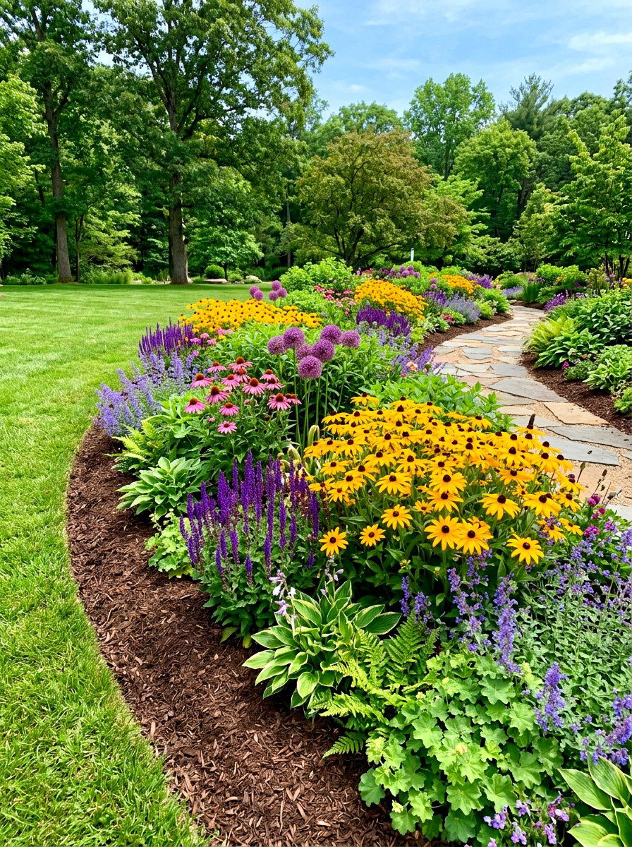 Seasonal color border - 30 native plant landscaping ideas