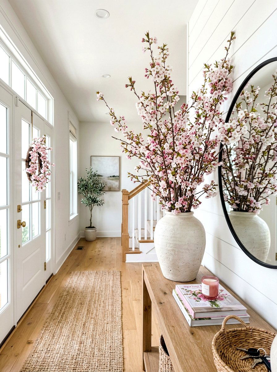 Seasonal greenery and branches - 30 foyer console styling ideas