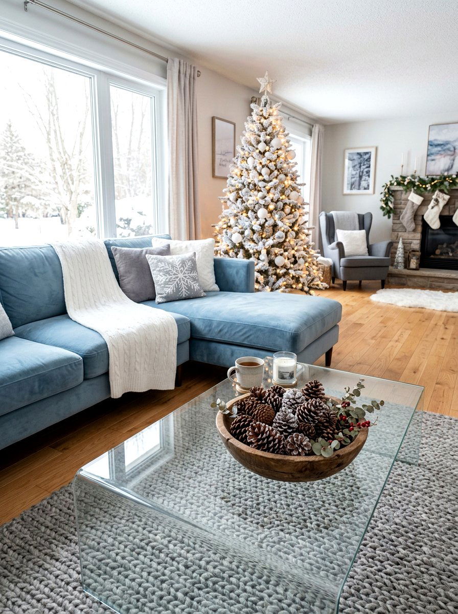 Seasonal pine cone - 30 glass coffee table styling ideas