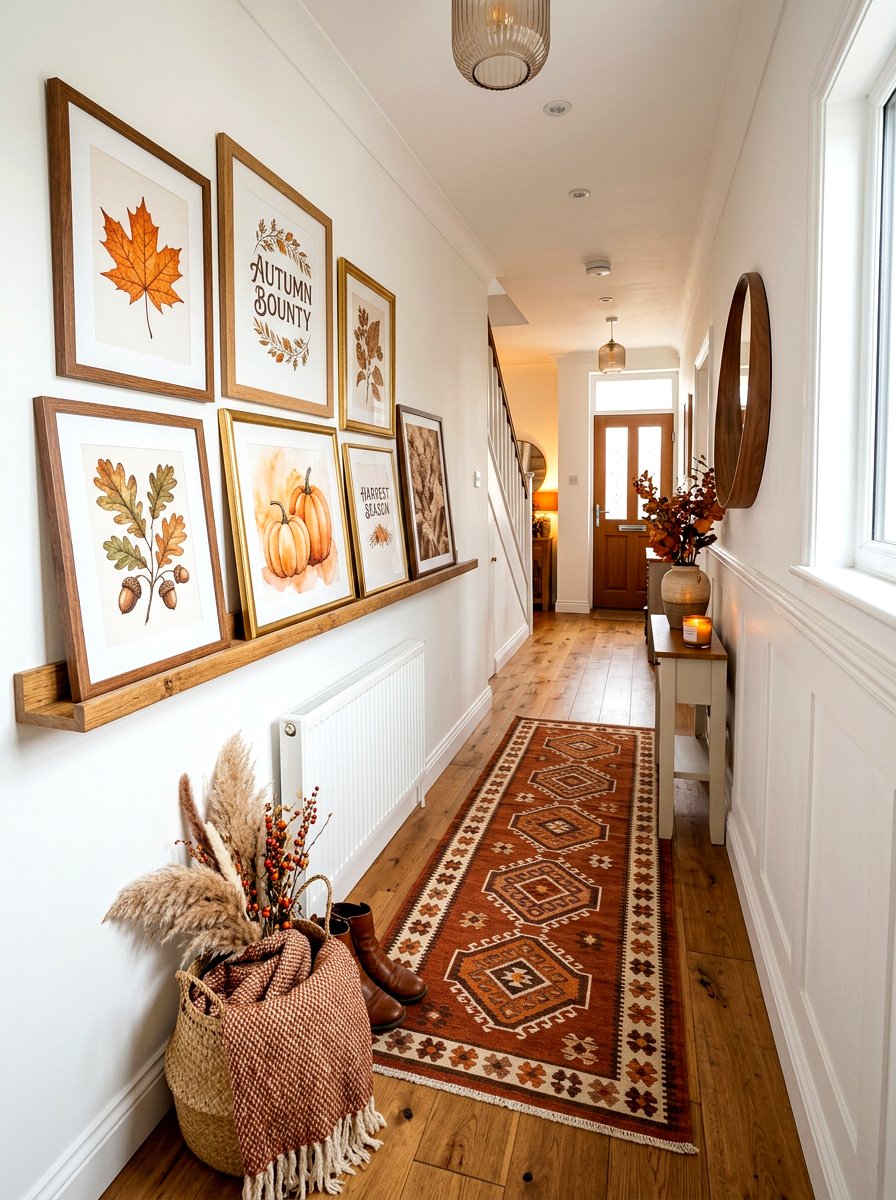 Seasonal rotating art display - 30 hallway gallery wall ideas
