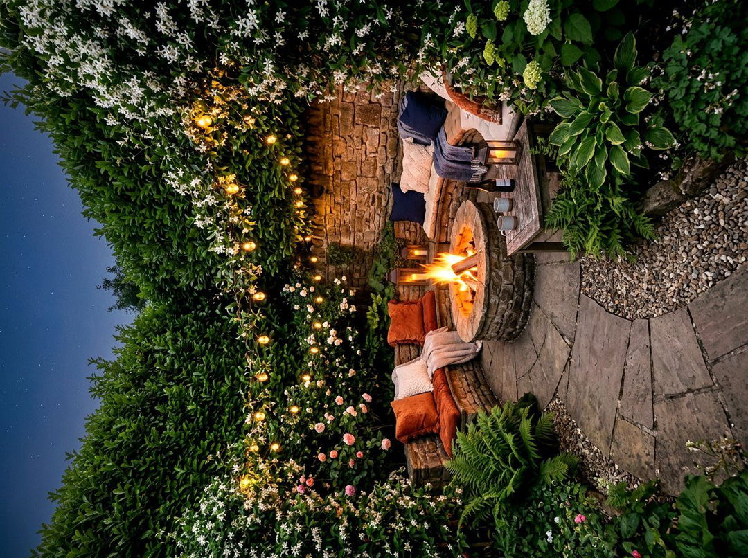Secluded Garden Fire Pit - 30 sunken fire lounge ideas