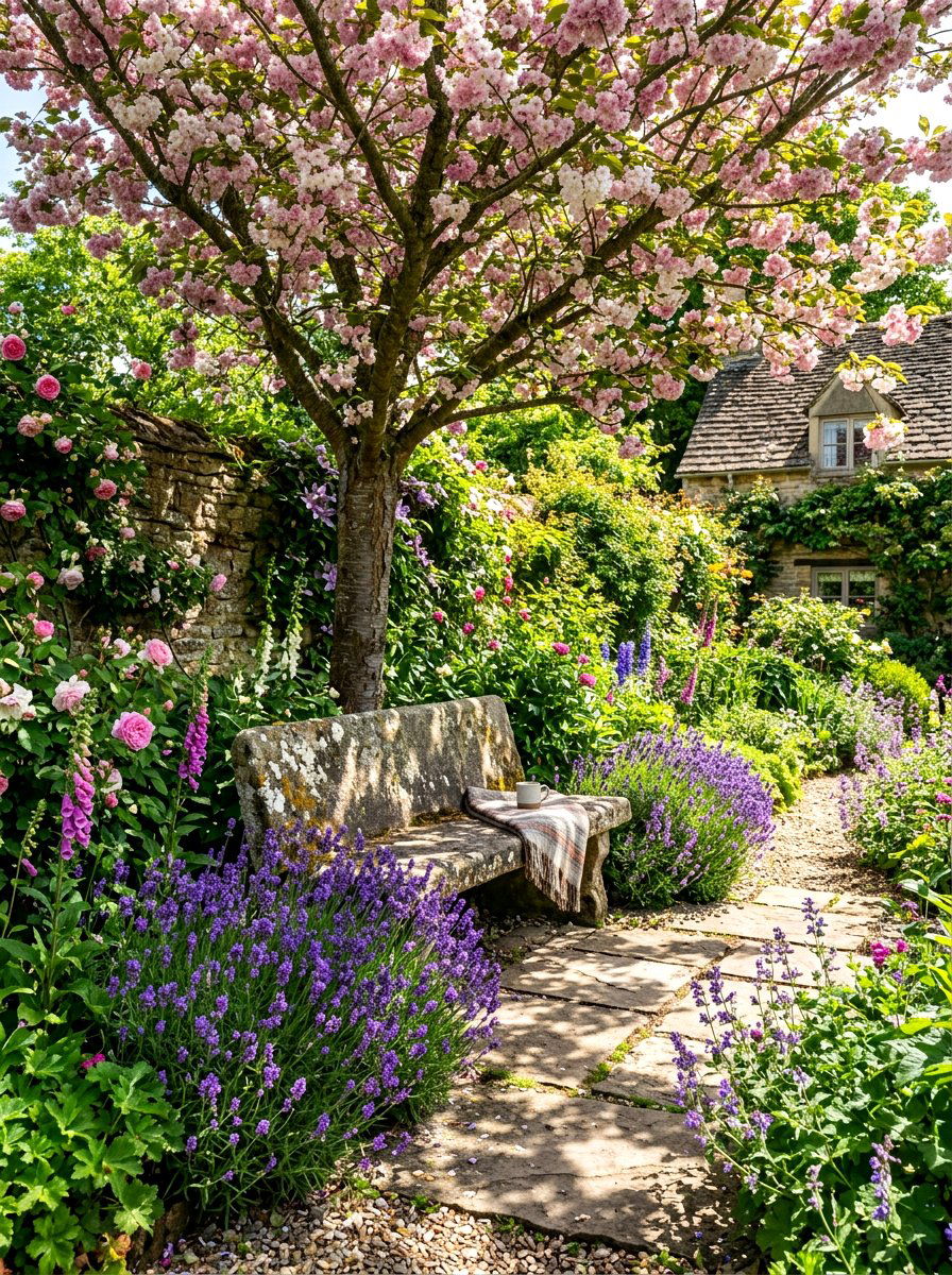 Secluded Stone Seating Garden - 30 cottage garden ideas