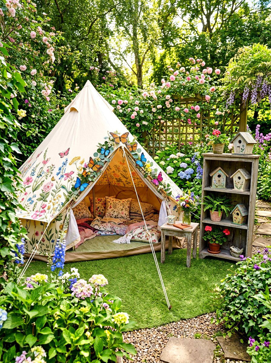 Secret Garden Floral Nook - 30 kids tent reading nook ideas