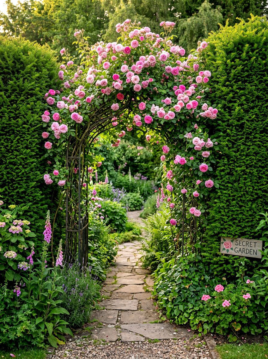 Secret Garden Rose Arbor - 30 cottage rose arbor ideas