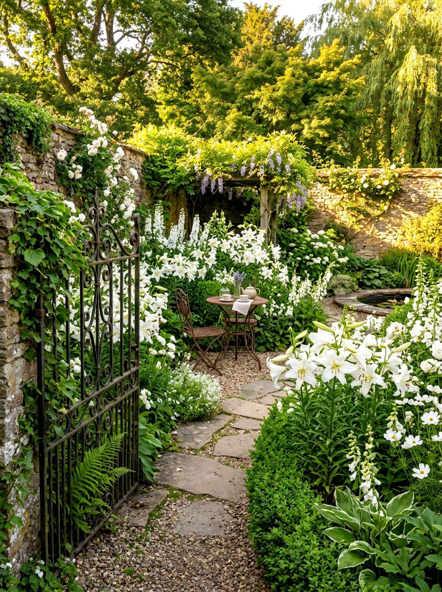 Secret White Garden - 30 white flower garden ideas