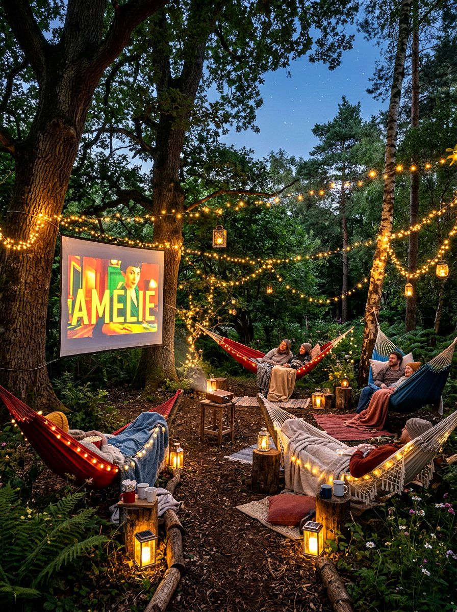 Secret Woodland Garden Cinema - 30 outdoor movie patio ideas