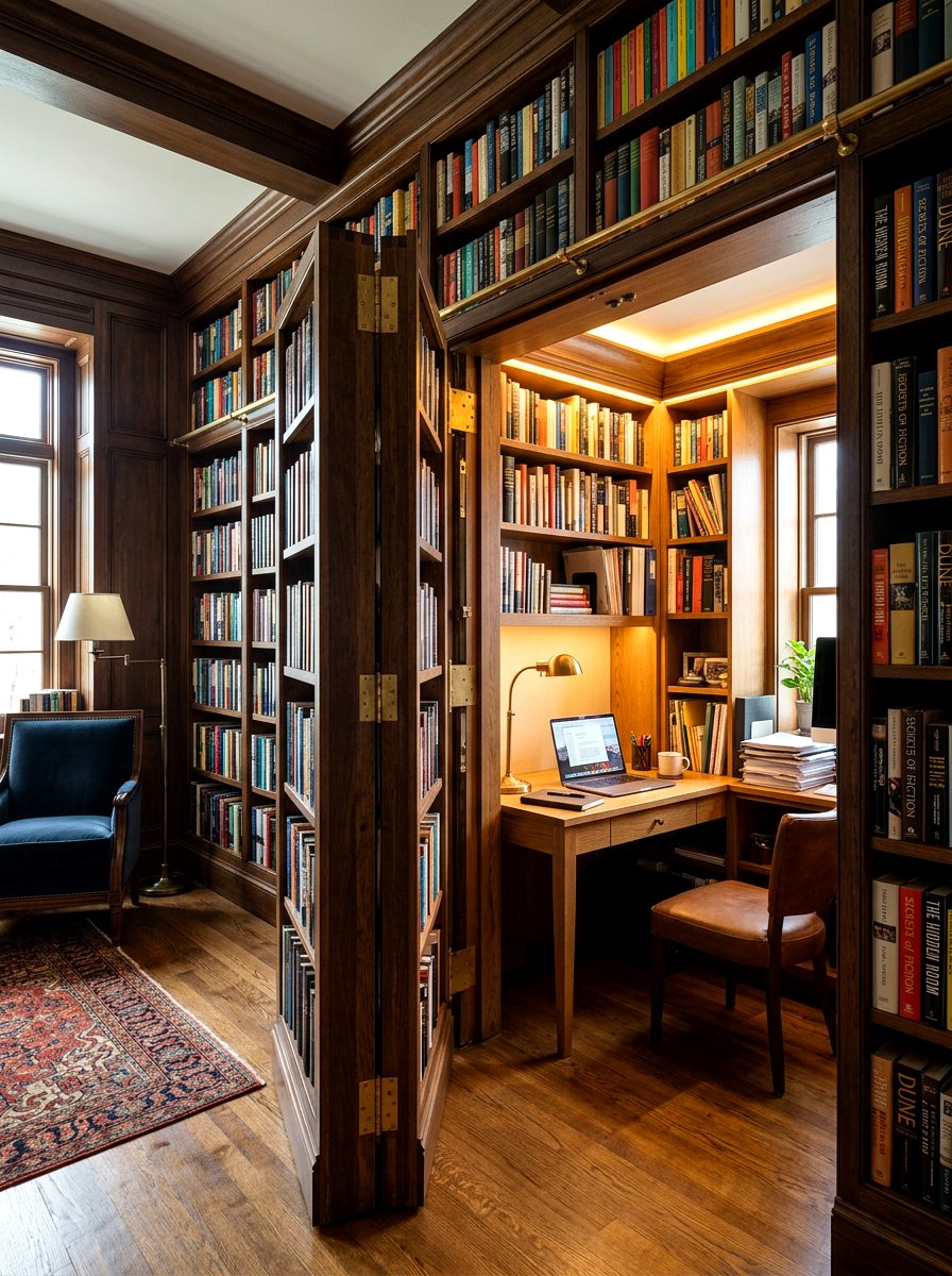 Secret door bookcase office - 30 book lover office ideas