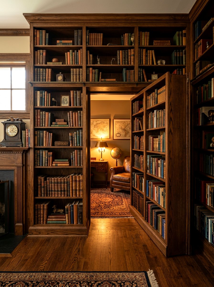 Secret door bookshelf - 30 library wall ideas