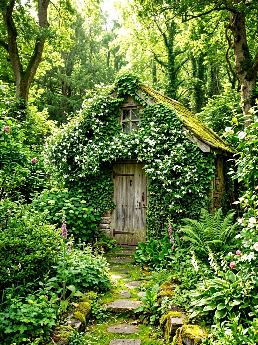Secret garden hidden shed - 30 reading shed ideas