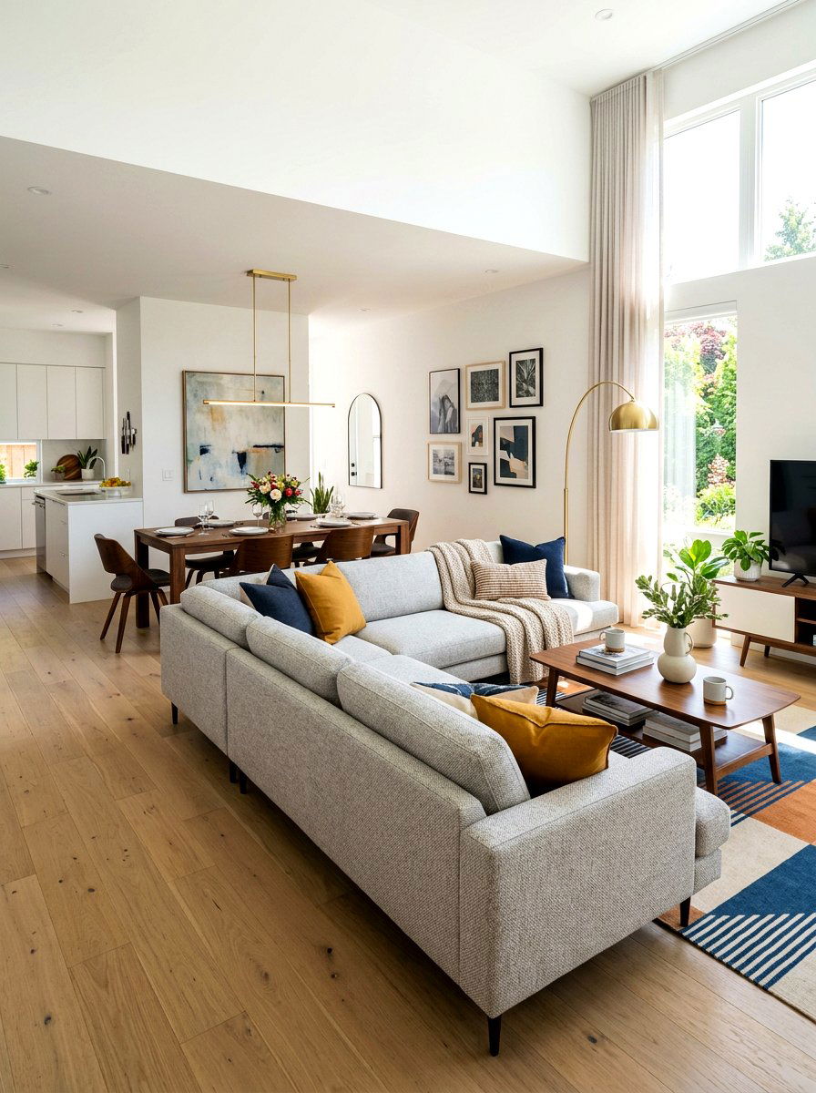 Sectional Divided Living And Dining Area - 30 sectional layout ideas