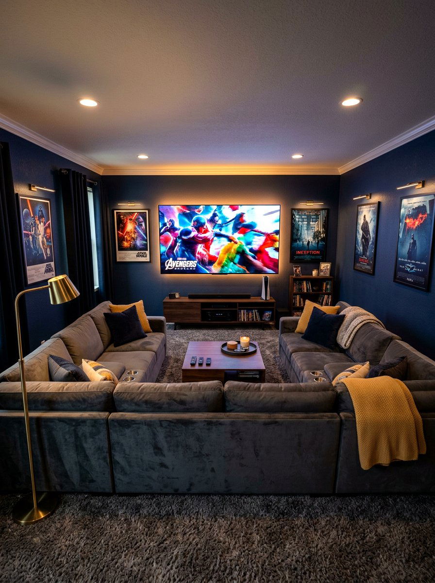 Sectional Facing TV In Media Room - 30 sectional layout ideas
