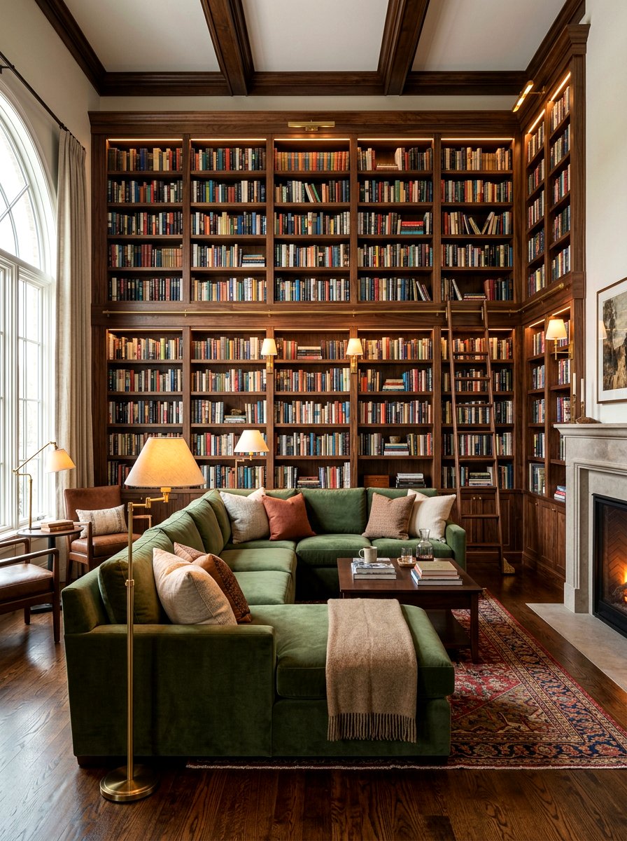 Sectional With Bookshelf Backdrop - 30 sectional layout ideas
