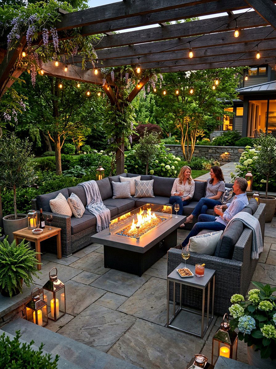 Sectional with fire pit - 30 patio furniture ideas