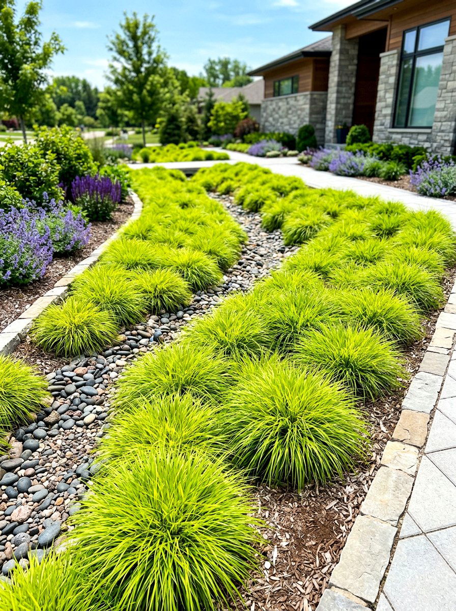 Sedge Grass Rain Garden - 30 rainwater garden ideas
