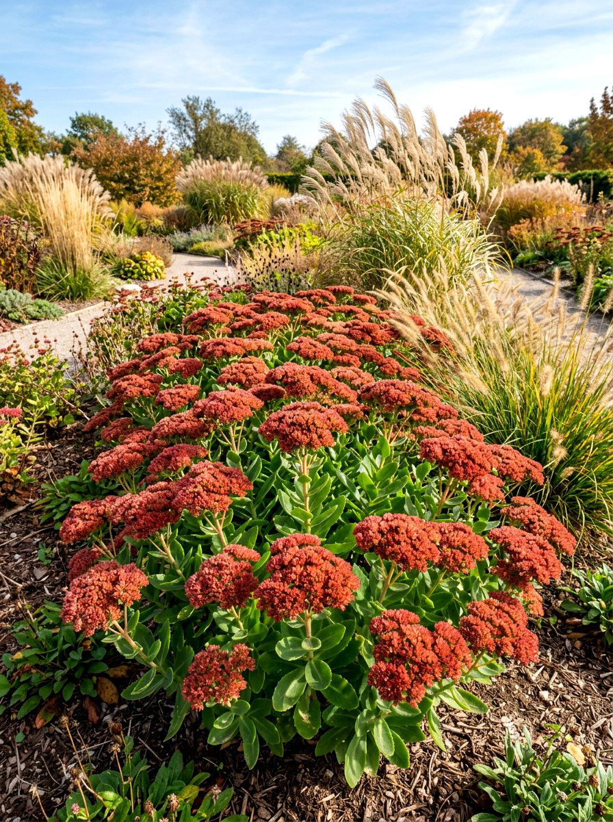 Sedum autumn joy plant - 30 fall garden ideas