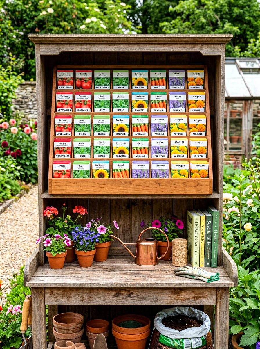 Seed Packet Organizer - 30 potting bench storage ideas