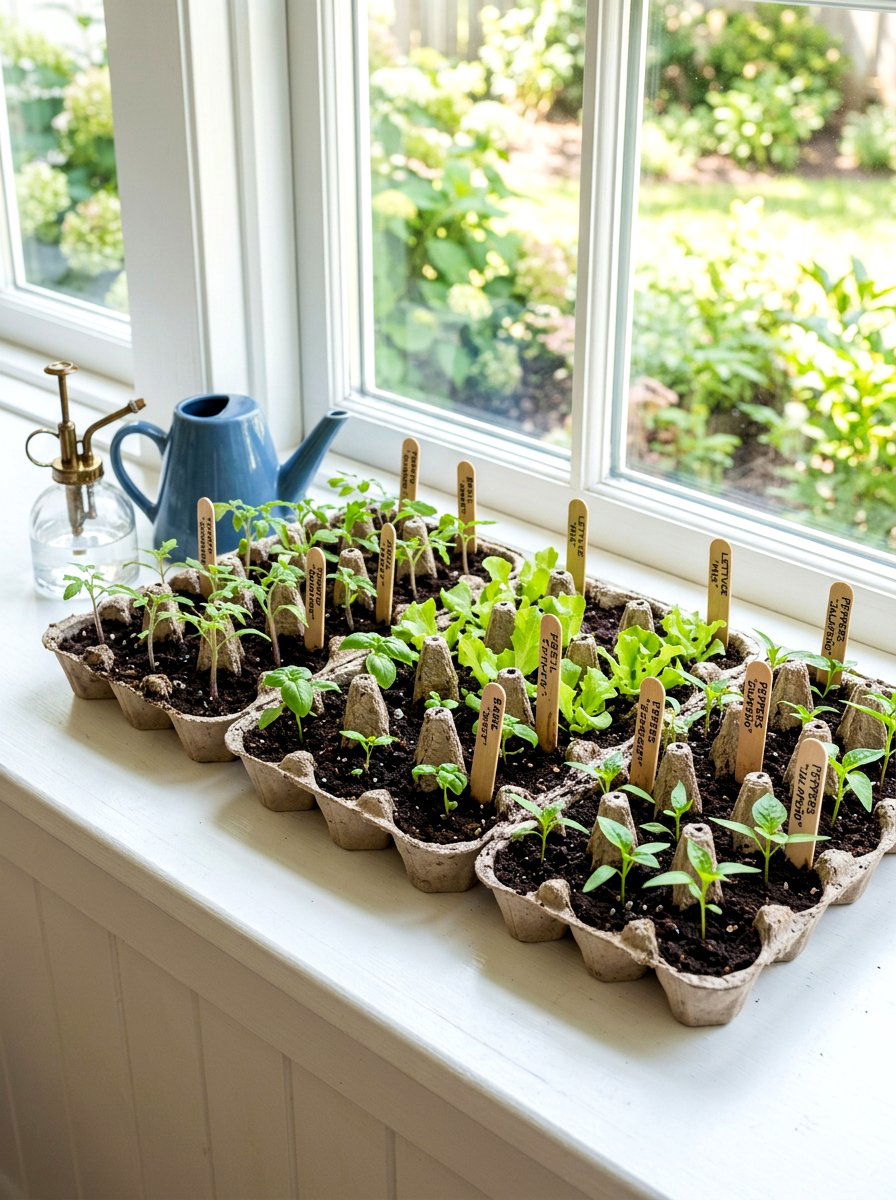Seed Starting Setup - 30 budget vegetable garden ideas