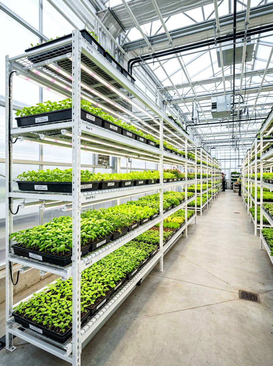 Seed Starting Station - 30 greenhouse plant layout ideas