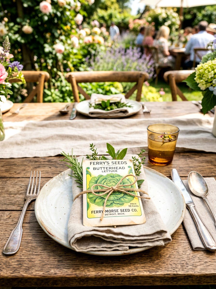 Seed packet individual place setting - 30 garden salad tablescape ideas