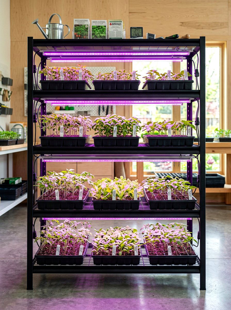 Seed starting station - 30 greenhouse shelving ideas
