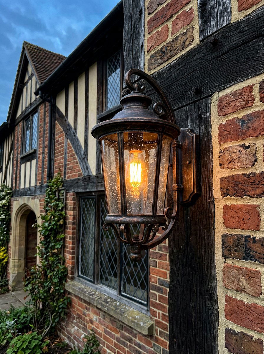Seeded Glass Wall Lantern - 30 Tudor exterior lighting ideas