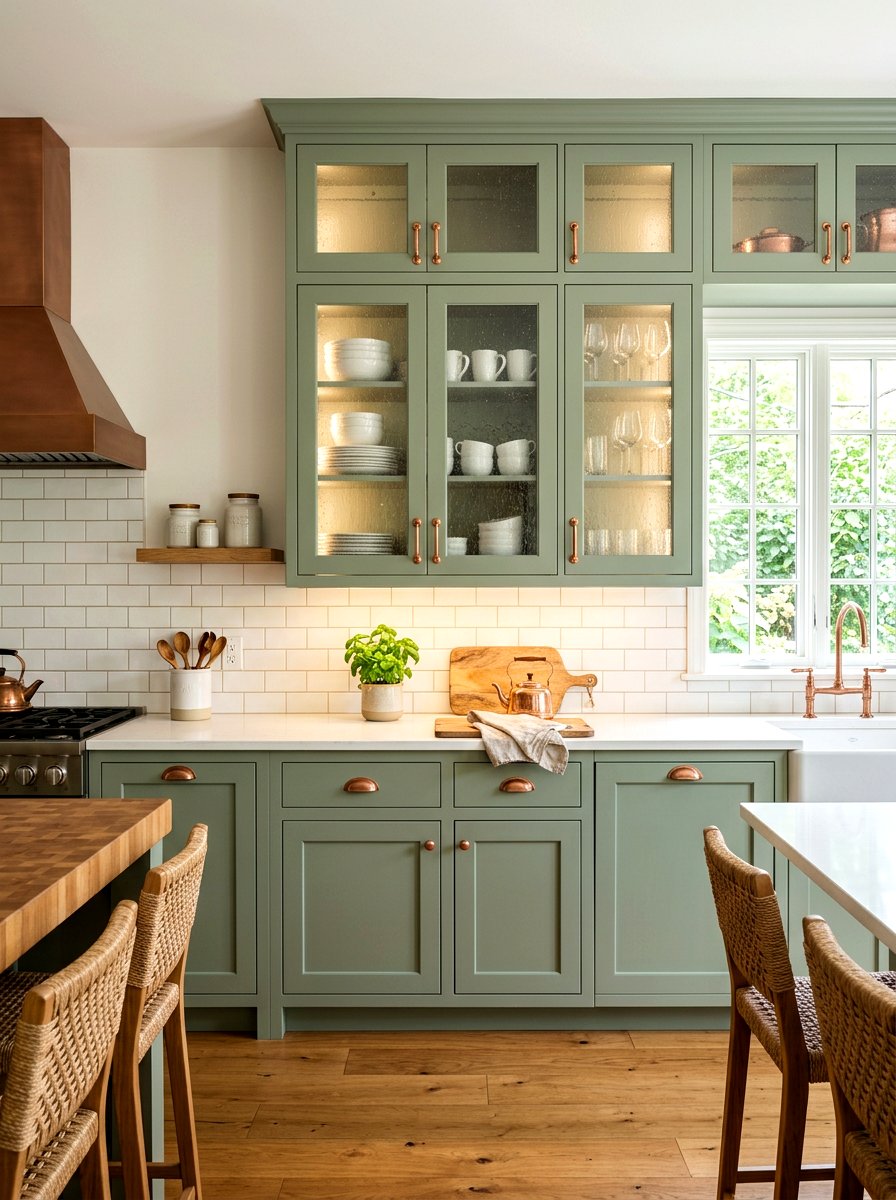 Seeded glass kitchen cabinet - 30 glass front kitchen cabinet ideas