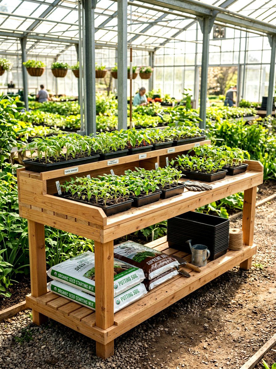 Seedling Starter Bench - 30 greenhouse propagation bench ideas