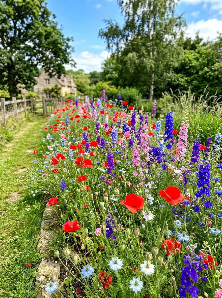 Self Seeding Annual Bed - 30 cottage flower bed ideas