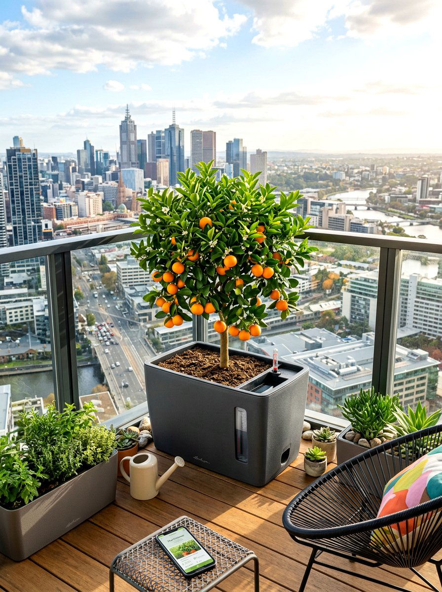 Self Watering Citrus Balcony - 30 dwarf citrus garden ideas
