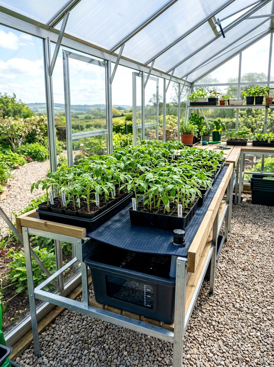 Self Watering Greenhouse Bench - 30 greenhouse propagation bench ideas