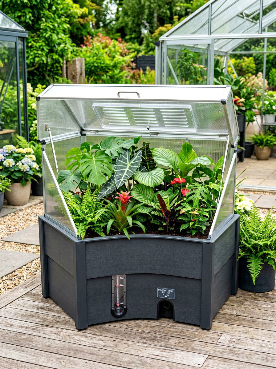 Self Watering Greenhouse Planter - 30 raised bed greenhouse ideas
