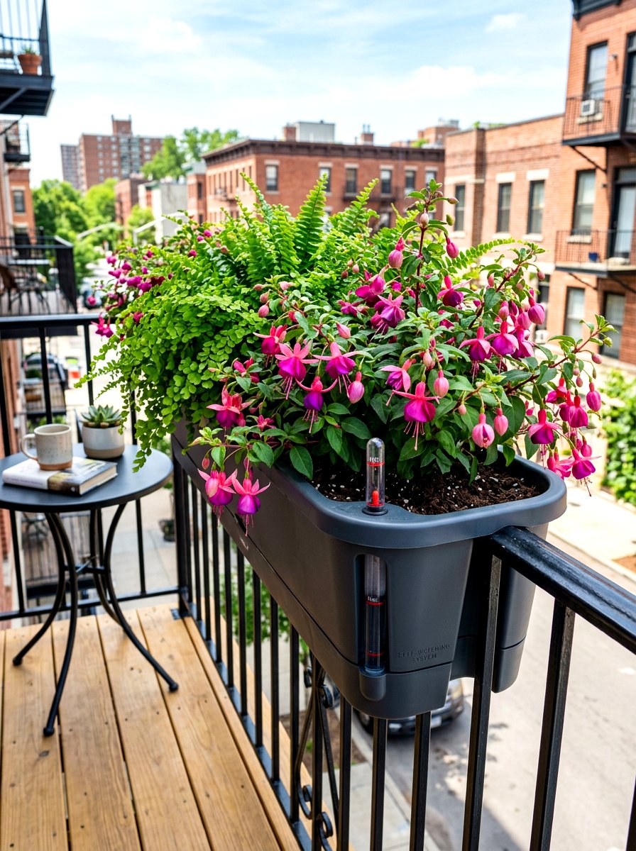 Self Watering Railing Planter - 30 railing planter box ideas