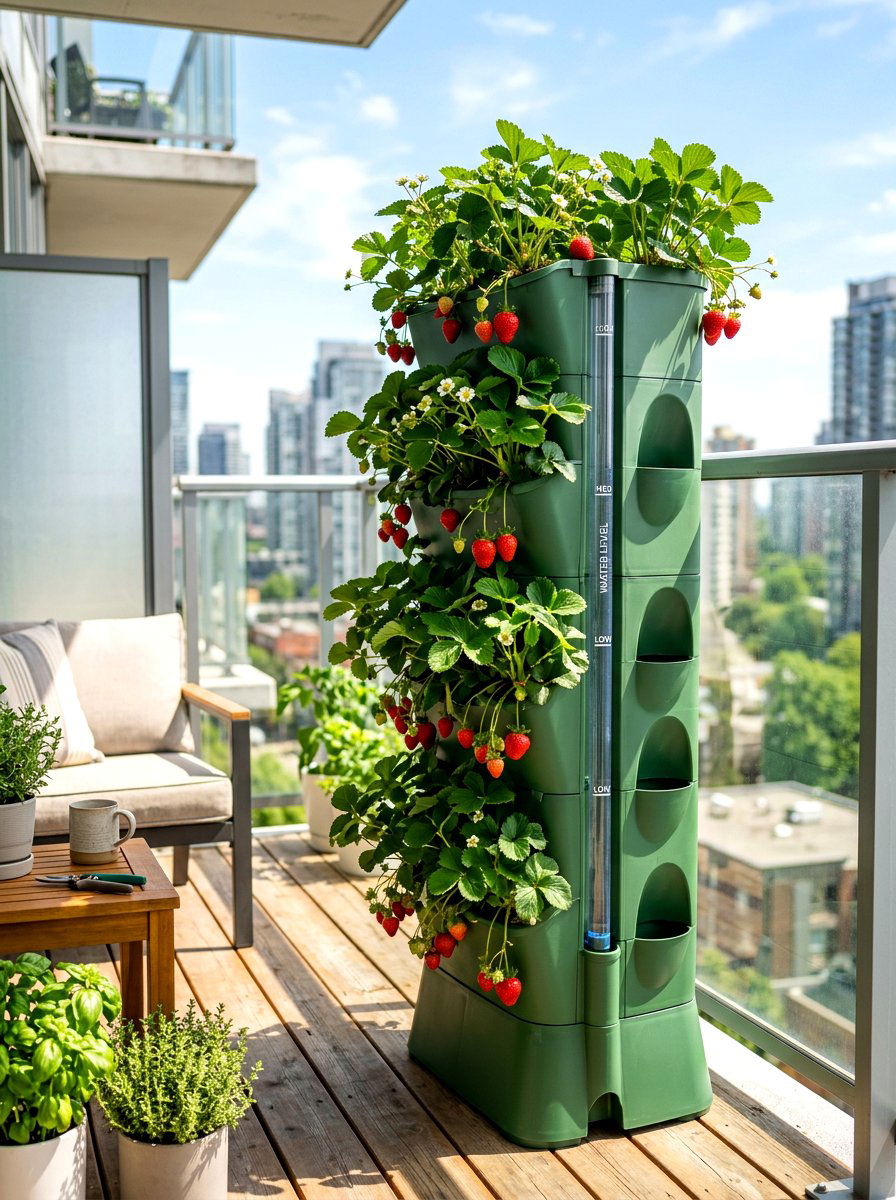 Self Watering Vertical Planter - 30 strawberry tower ideas