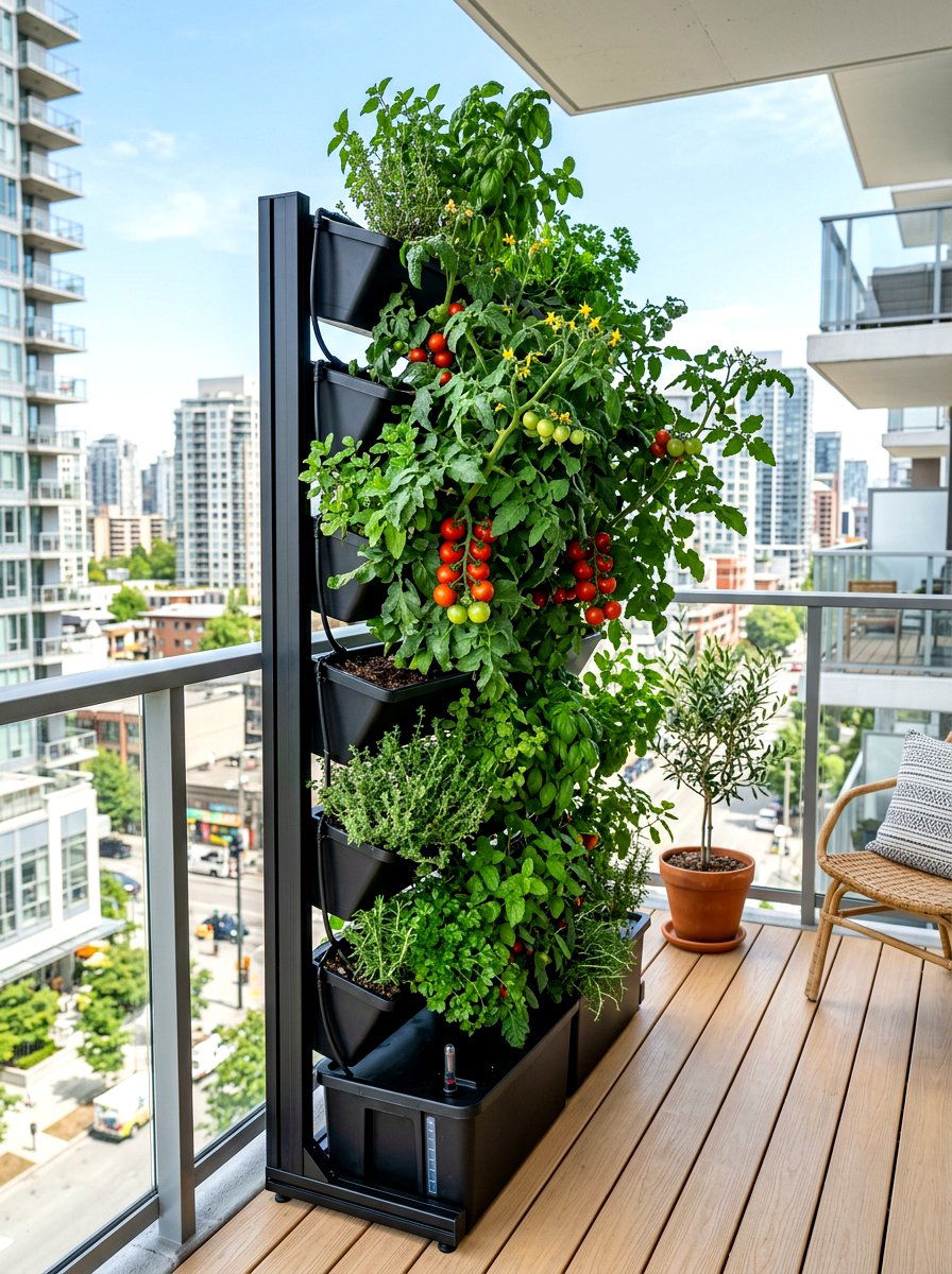 Self Watering Vertical System - 30 balcony vertical garden ideas