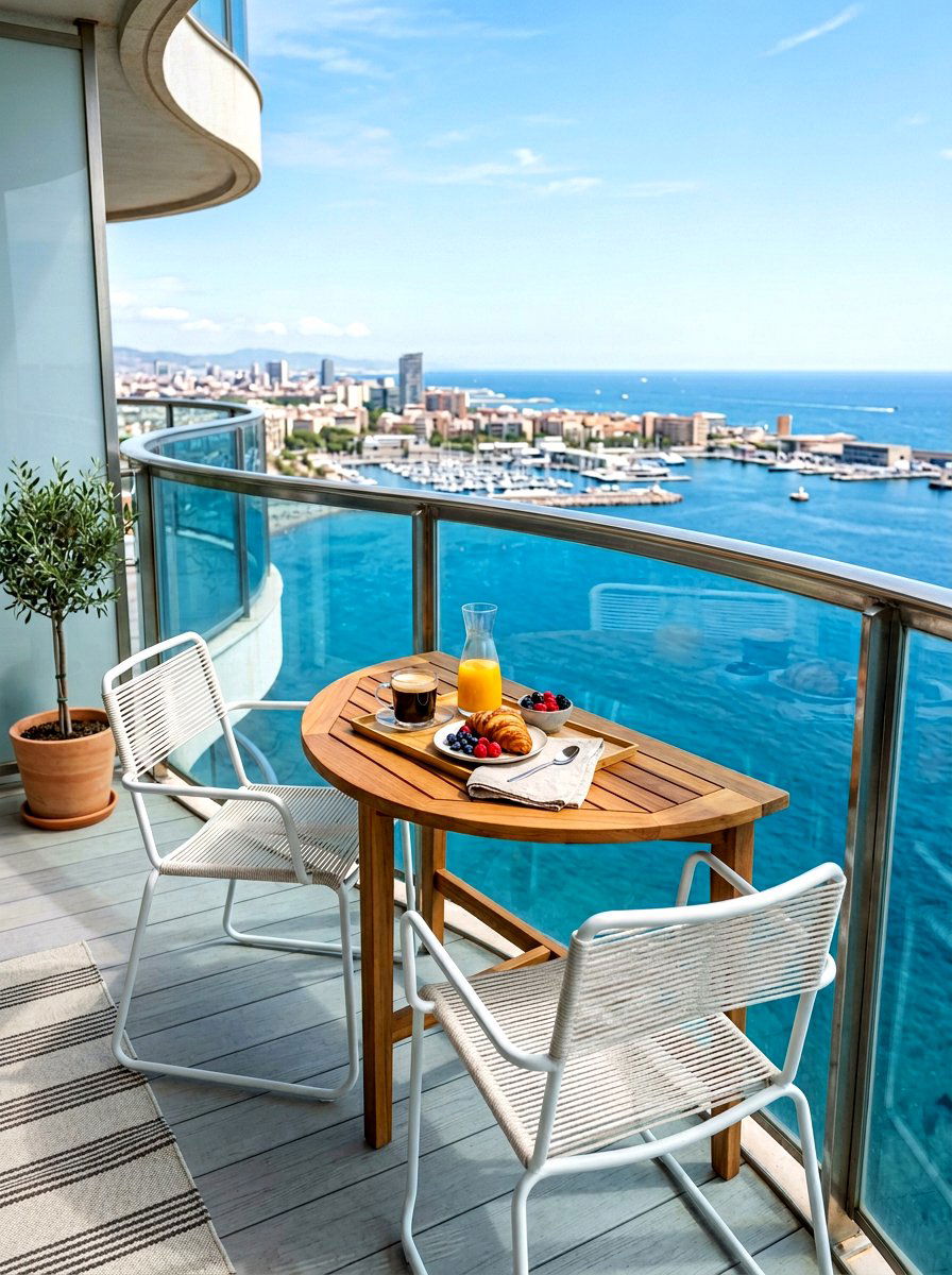 Semi Circle Balcony Table - 30 balcony breakfast table ideas
