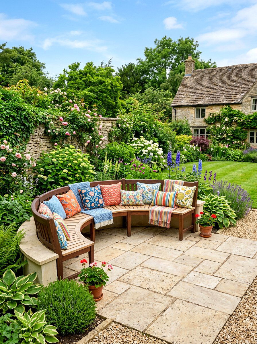 Semi Circle Bench - 30 fire pit bench ideas