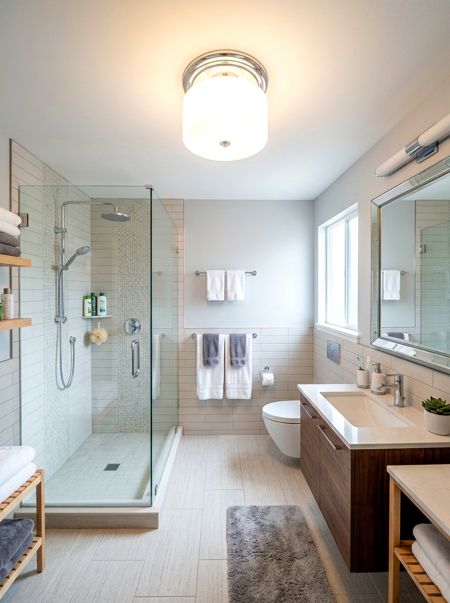 Semi Flush Mount Chrome Light - 30 chrome bathroom lighting ideas