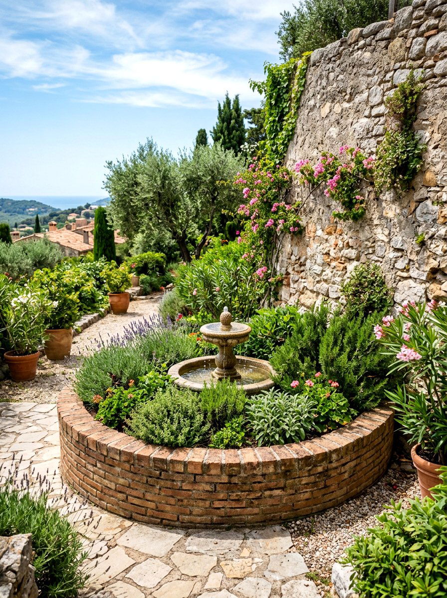 Semi circle brick planter - 30 brick raised bed ideas