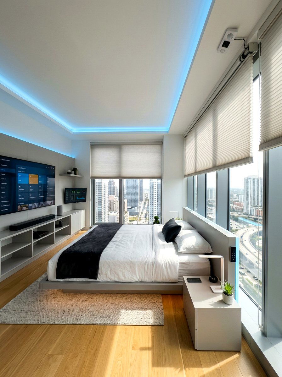 Sensor Based Shades Tech Bedroom - 30 smart shade bedroom ideas