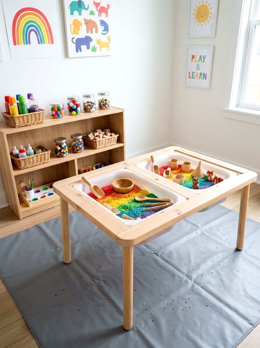 Sensory Bin Table Setup - 30 imaginative play corner ideas
