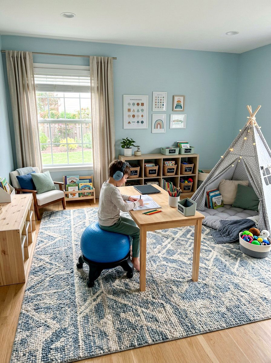 Sensory Friendly Homeschool Room - 30 homeschool room ideas