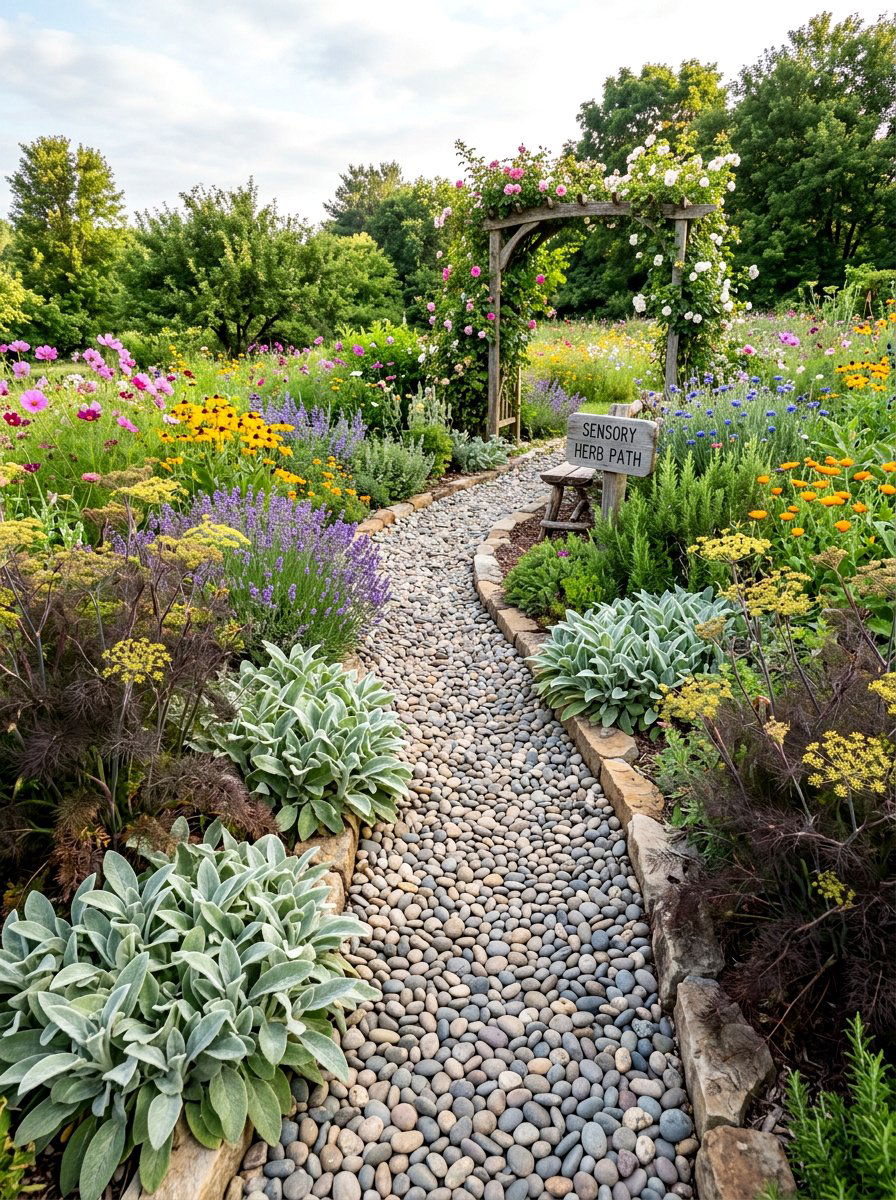 Sensory Herb Path - 30 herb rich backyard ideas